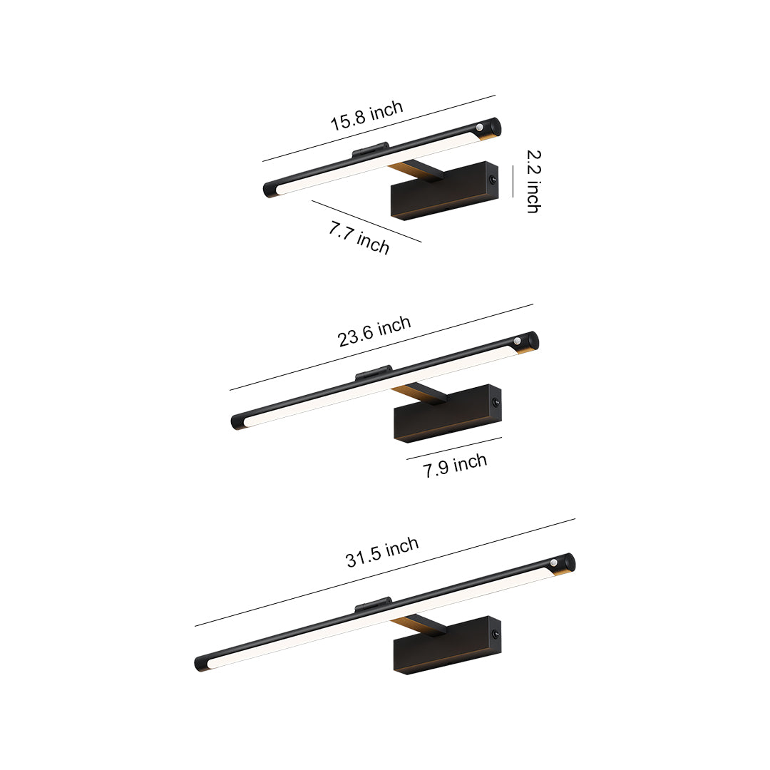 Minimalist Linear Vanity Light Bar — Iron and Acrylic, LED 4000K, Motion Sensor, 3-Mode, 16" / 24" / 32"