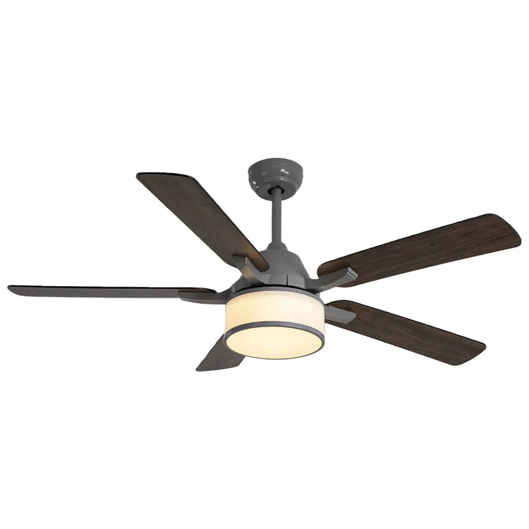 European Retro Ceiling Fan Lamp with Fabric Shade and Lights Luxe