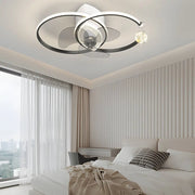 Modern Bedroom Ceiling Fan and Light with 2 Rings and Simple Luxury 3-Step Dimming Luxe