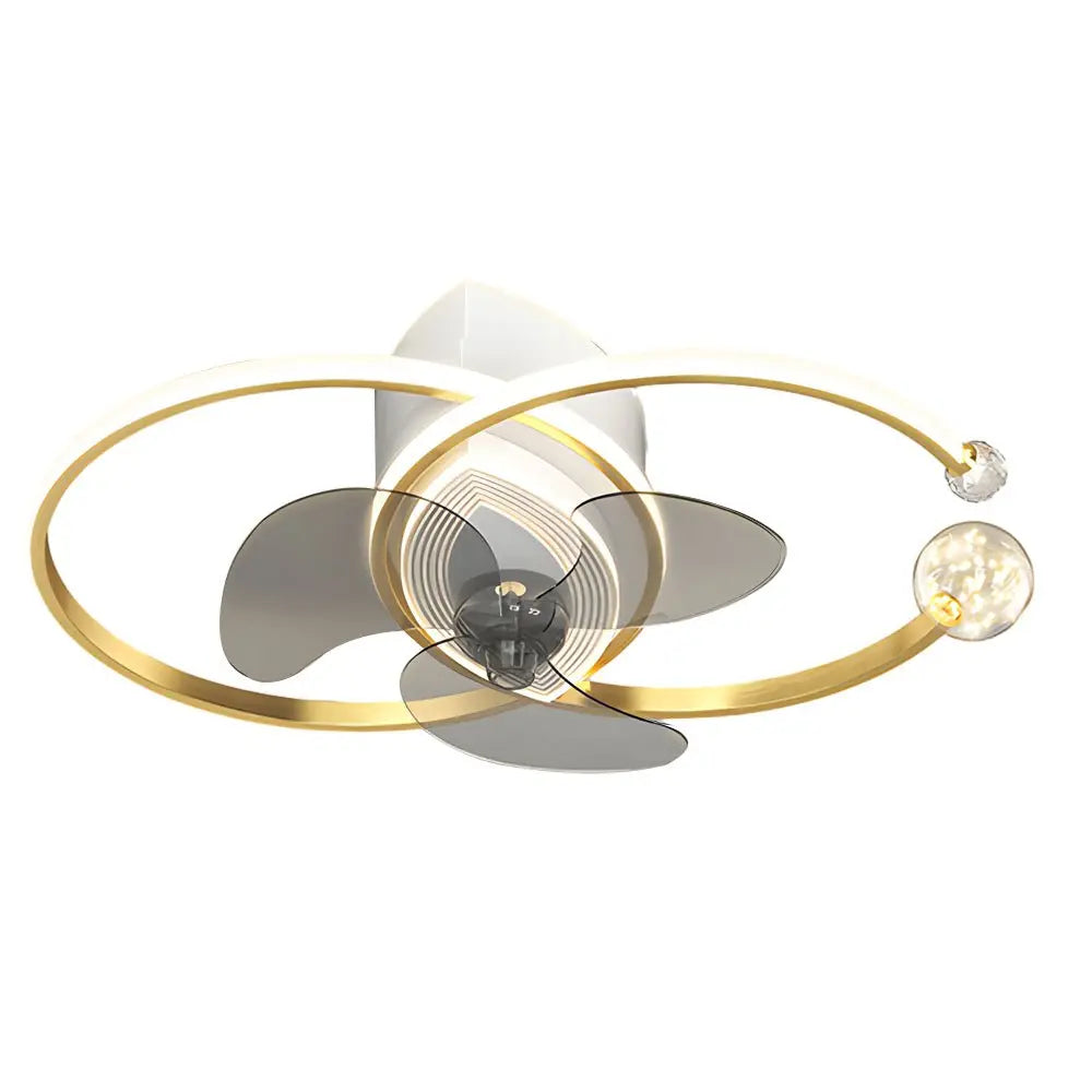 Modern Bedroom Ceiling Fan and Light with 2 Rings and Simple Luxury 3-Step Dimming Luxe