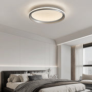Minimalist LED Flush-Mount Ceiling Light — Silver Metal, White Acrylic Shade, Dimmable 3000K–6000K, 40cm / 50cm