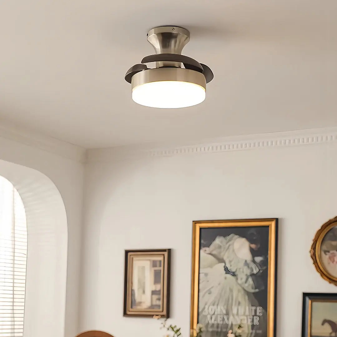 French Retro 3-Blade Silver Ceiling Fan with Light and Hardware Luxe