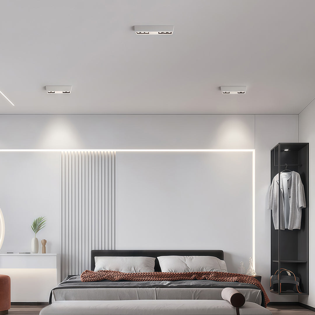 Square Surface-Mount Downlight — Aluminum & Acrylic, LED, 4/6/10-Head, 20W–40W, 3000K/4000K/6000K