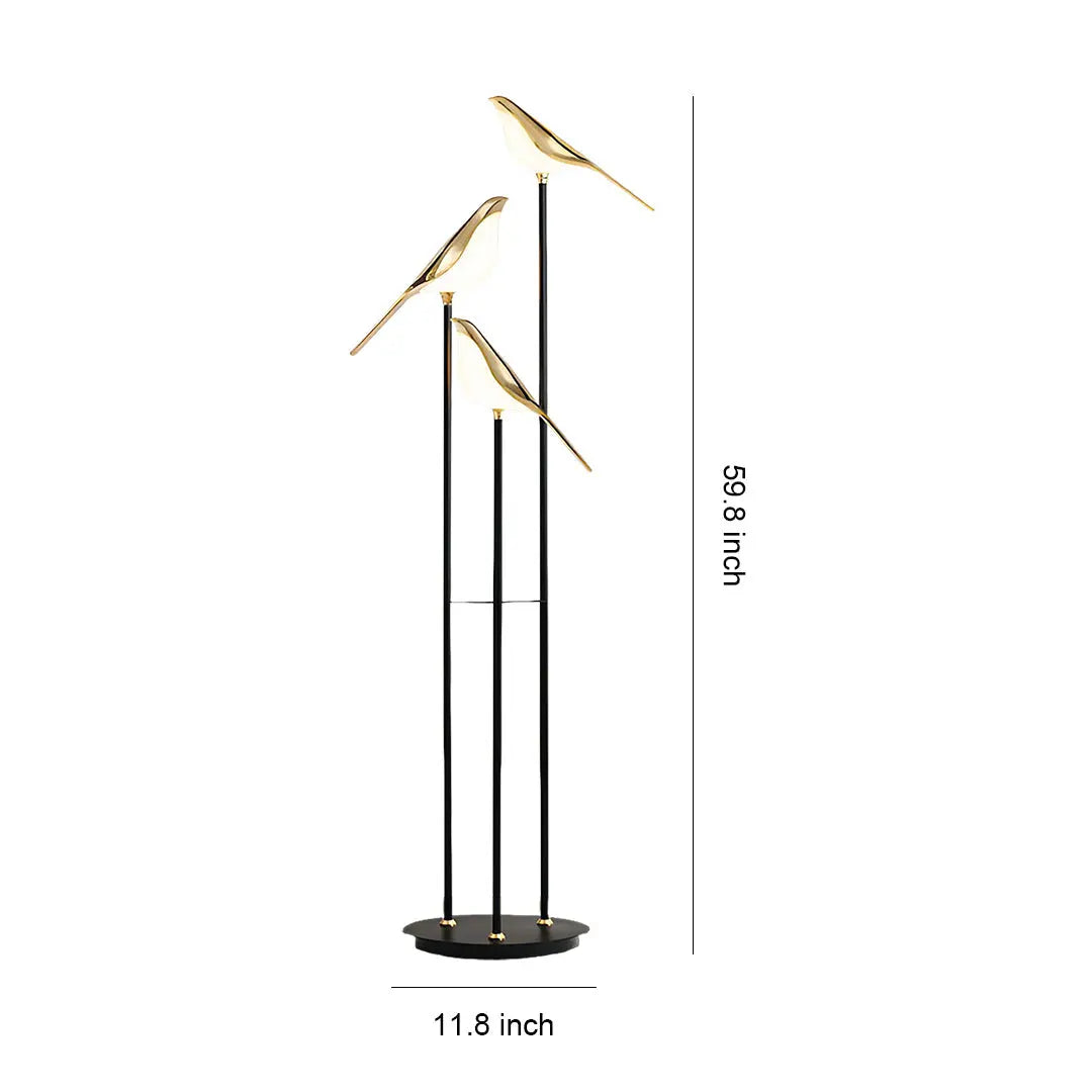 Contemporary Artistic Accent Lamp: Bird Floor Lamp with Three Heads Luxe