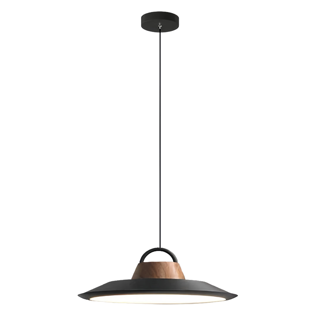 Minimalist Saucer Pendant Light — Aluminum & Iron, 30W Full-Spectrum LED, Three-Color Dimming, 15.75" Wide