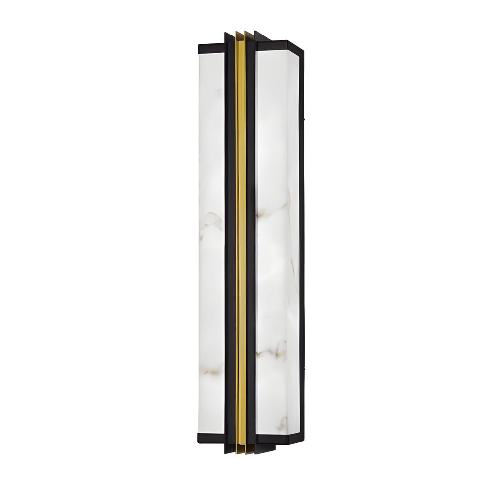 Contemporary Outdoor Wall Sconce — Stainless Steel, Resin Marble Shade, 30W LED, IP54, Black