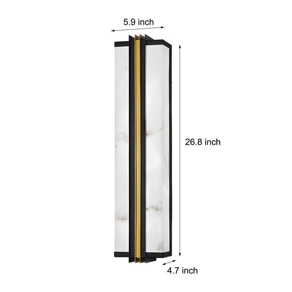 Contemporary Outdoor Wall Sconce — Stainless Steel, Resin Marble Shade, 30W LED, IP54, Black