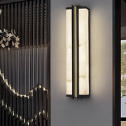 Contemporary Outdoor Wall Sconce — Stainless Steel, Resin Marble Shade, 30W LED, IP54, Black