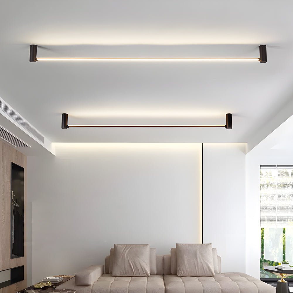 Contemporary Black Linear LED Flush Mount — Aluminum & Acrylic, 330° Rotatable, 3-Step Dimming, 23.6", 35.5", or 47.2"