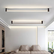 Contemporary Black Linear LED Flush Mount — Aluminum & Acrylic, 330° Rotatable, 3-Step Dimming, 23.6", 35.5", or 47.2"