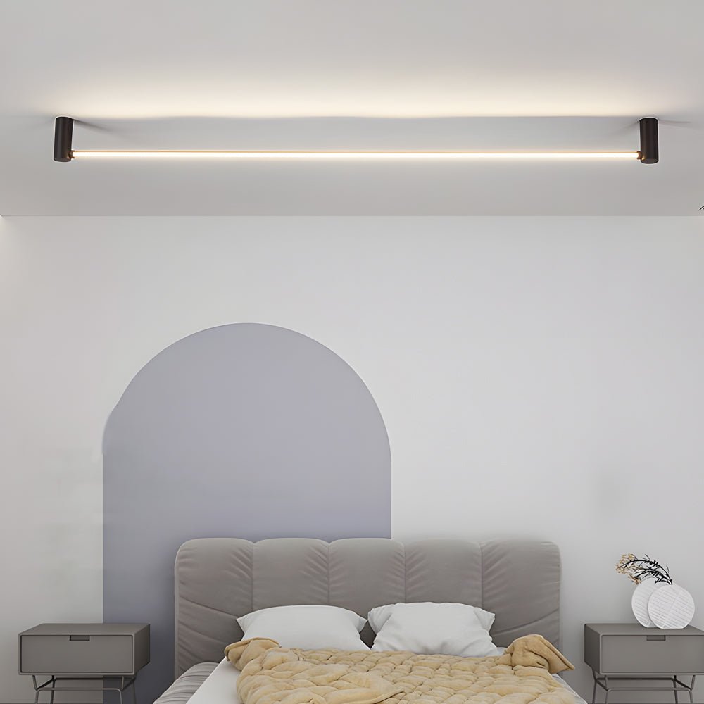 Contemporary Black Linear LED Flush Mount — Aluminum & Acrylic, 330° Rotatable, 3-Step Dimming, 23.6", 35.5", or 47.2"