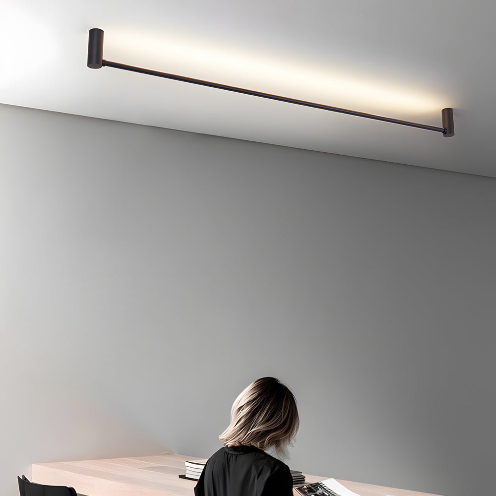 Contemporary Black Linear LED Flush Mount — Aluminum & Acrylic, 330° Rotatable, 3-Step Dimming, 23.6", 35.5", or 47.2"
