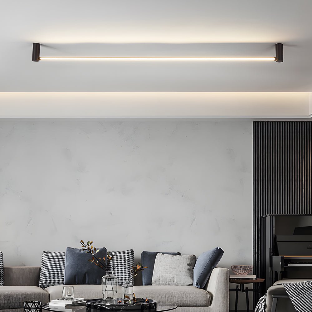 Contemporary Black Linear LED Flush Mount — Aluminum & Acrylic, 330° Rotatable, 3-Step Dimming, 23.6", 35.5", or 47.2"