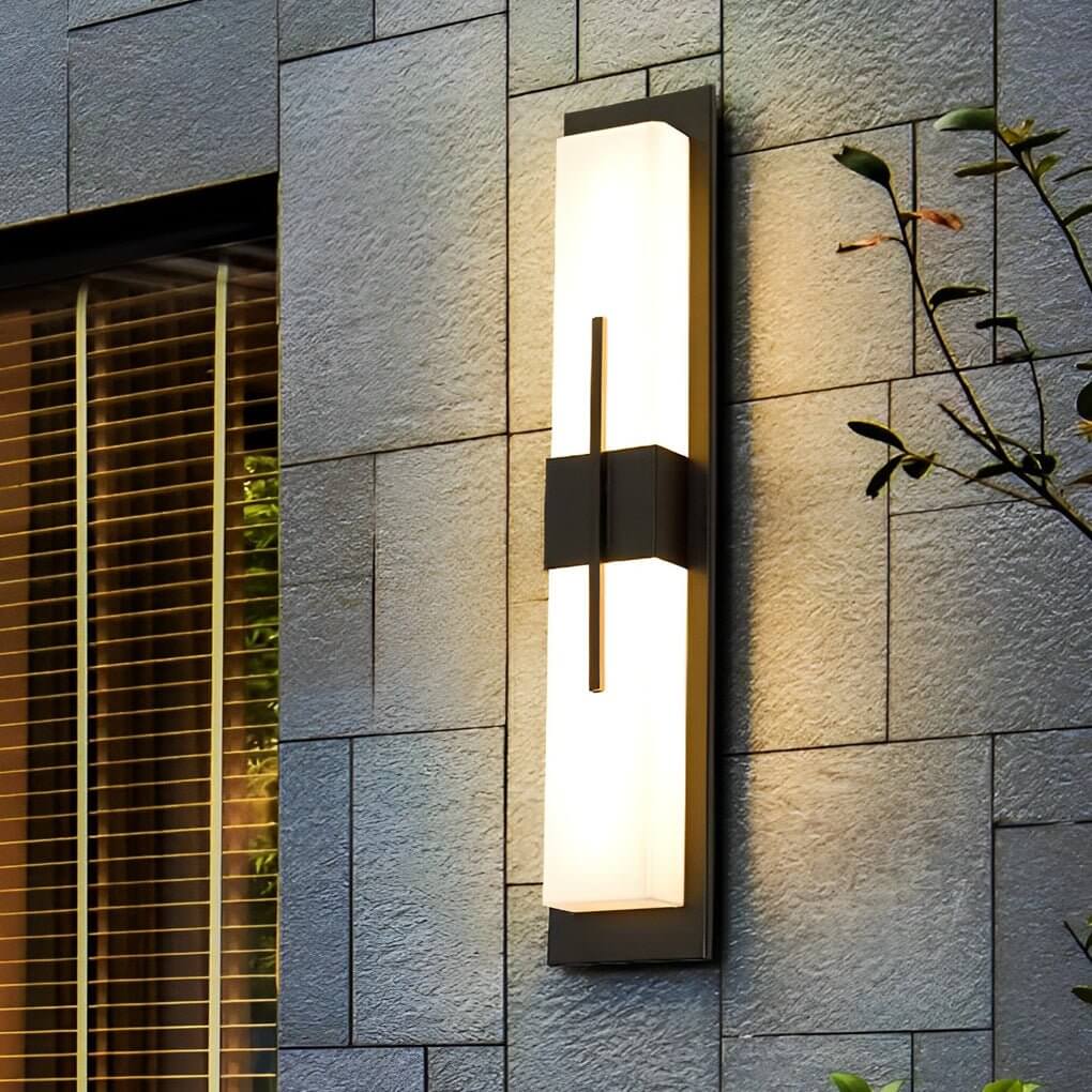 modern black rectangular led waterproof outdoor wall lamp