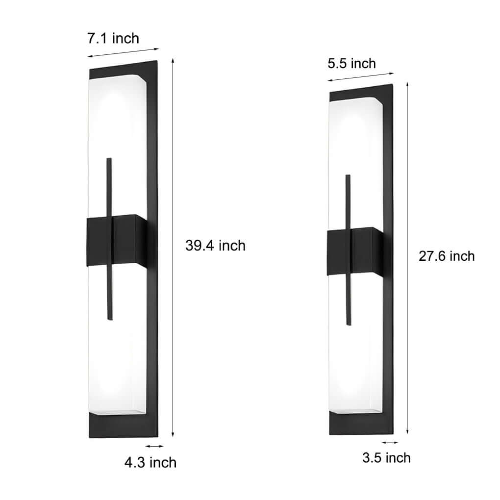modern black rectangular led waterproof outdoor wall lamp