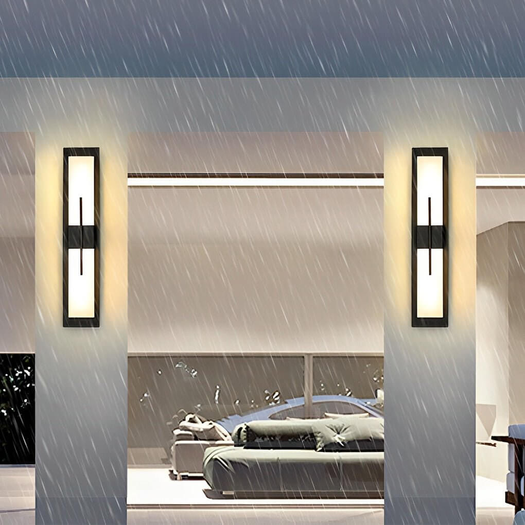 modern black rectangular led waterproof outdoor wall lamp
