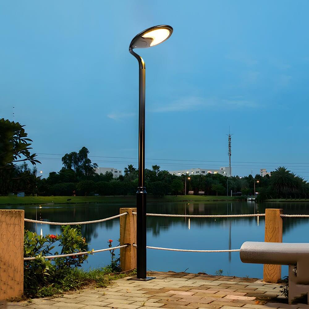 modern black round outdoor led solar street light