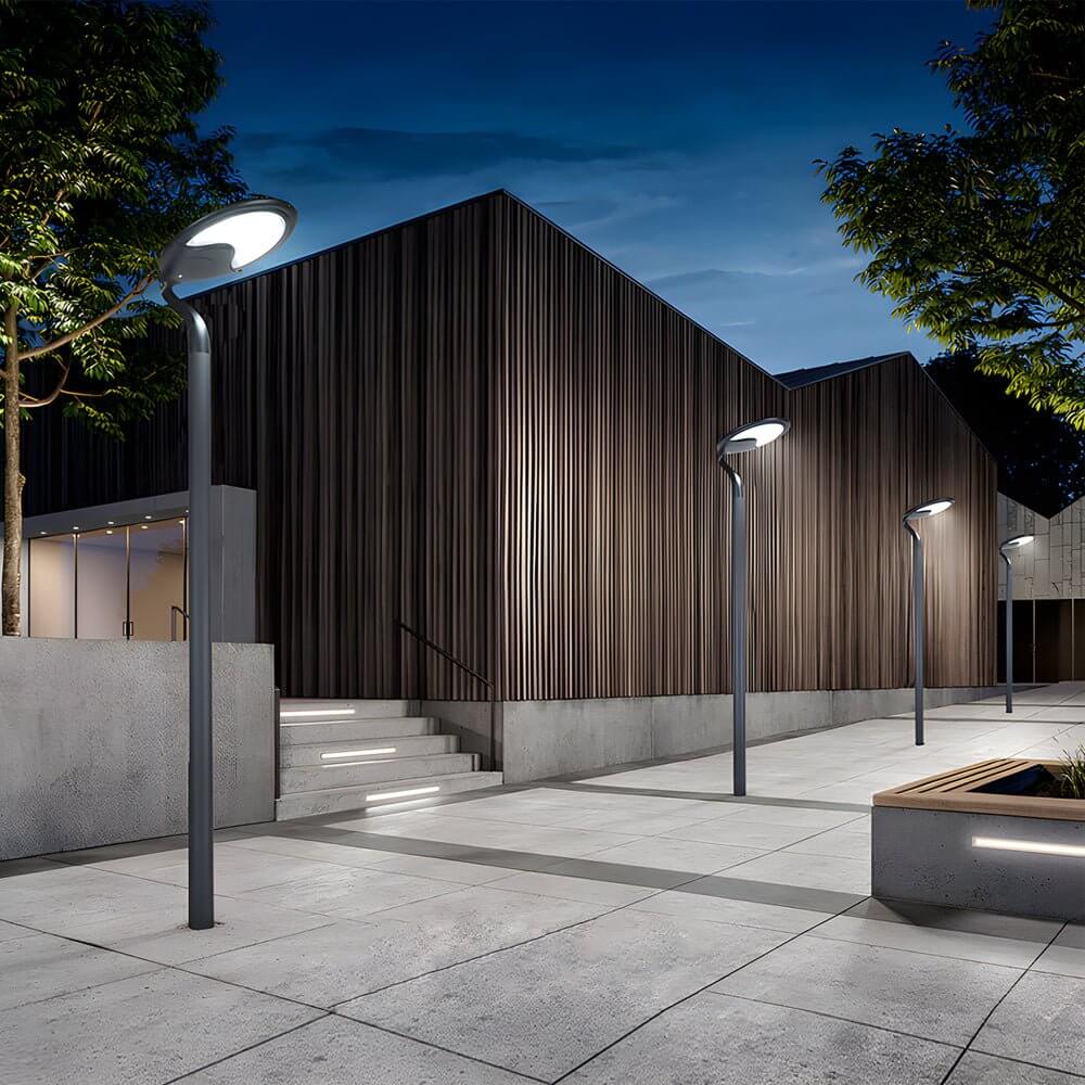 modern black round outdoor led solar street light
