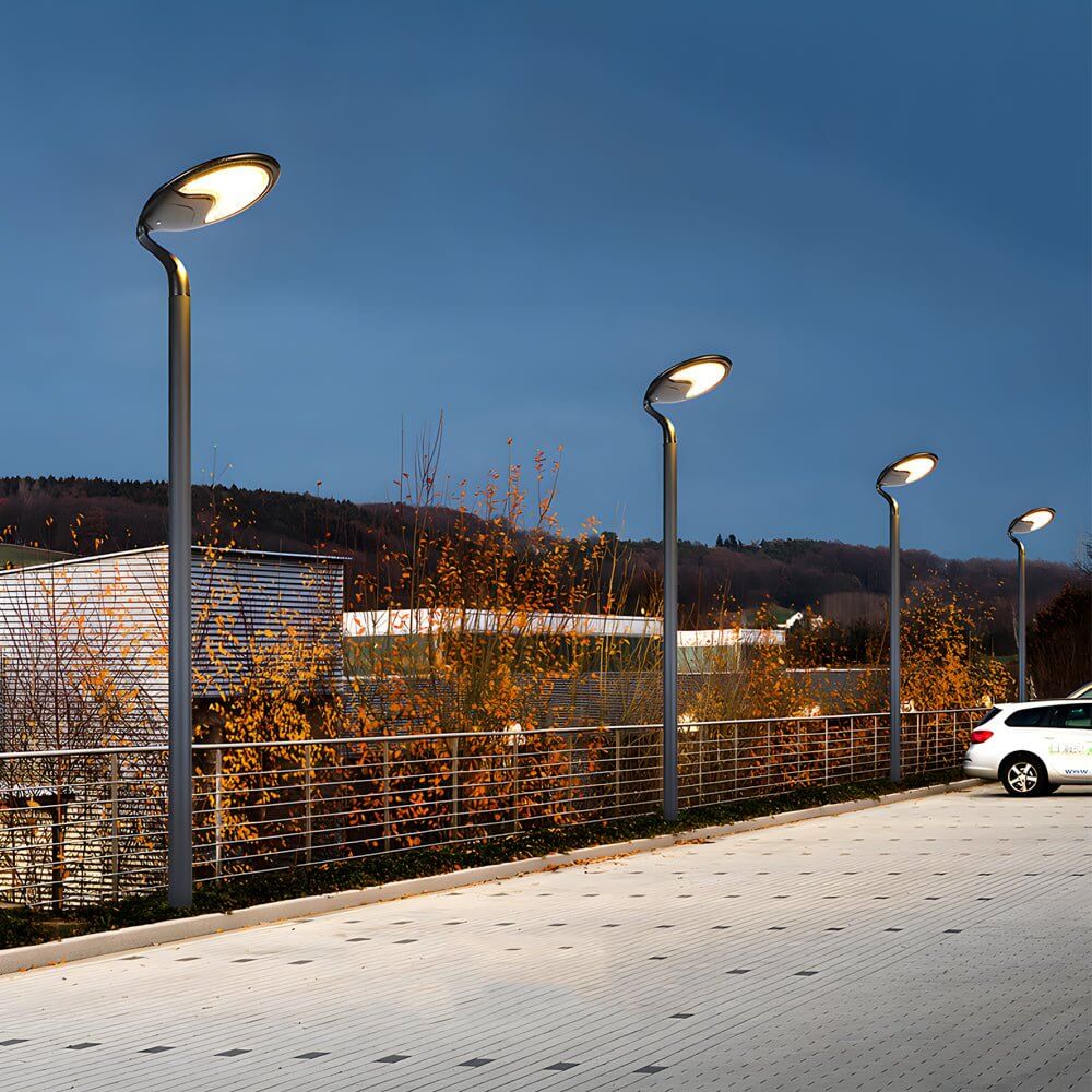 modern black round outdoor led solar street light
