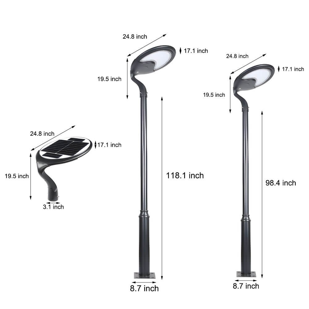 modern black round outdoor led solar street light