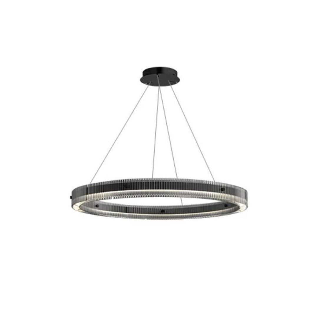 Round Black Glass Chandelier — Aluminum, Full-Spectrum LED, RA≥97, Dimmable, 60cm / 80cm / 100cm