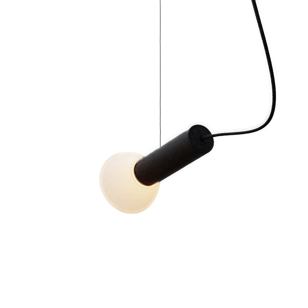 Cylindrical Minimalist Pendant Light — Black Metal and Clear Glass, 1-, 2-, or 3-Head, 5W G9 Warm Light