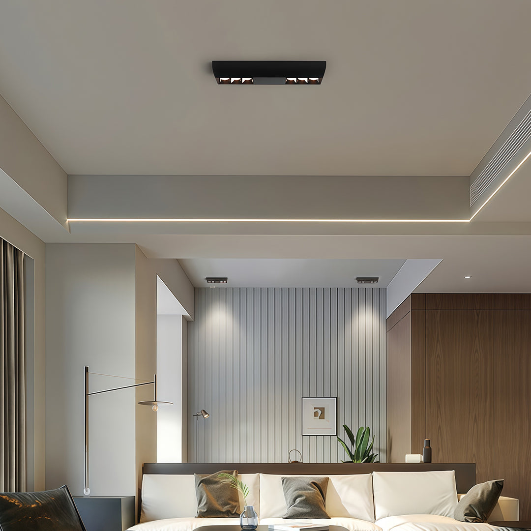 Square Surface-Mount Downlight — Aluminum & Acrylic, LED, 4/6/10-Head, 20W–40W, 3000K/4000K/6000K