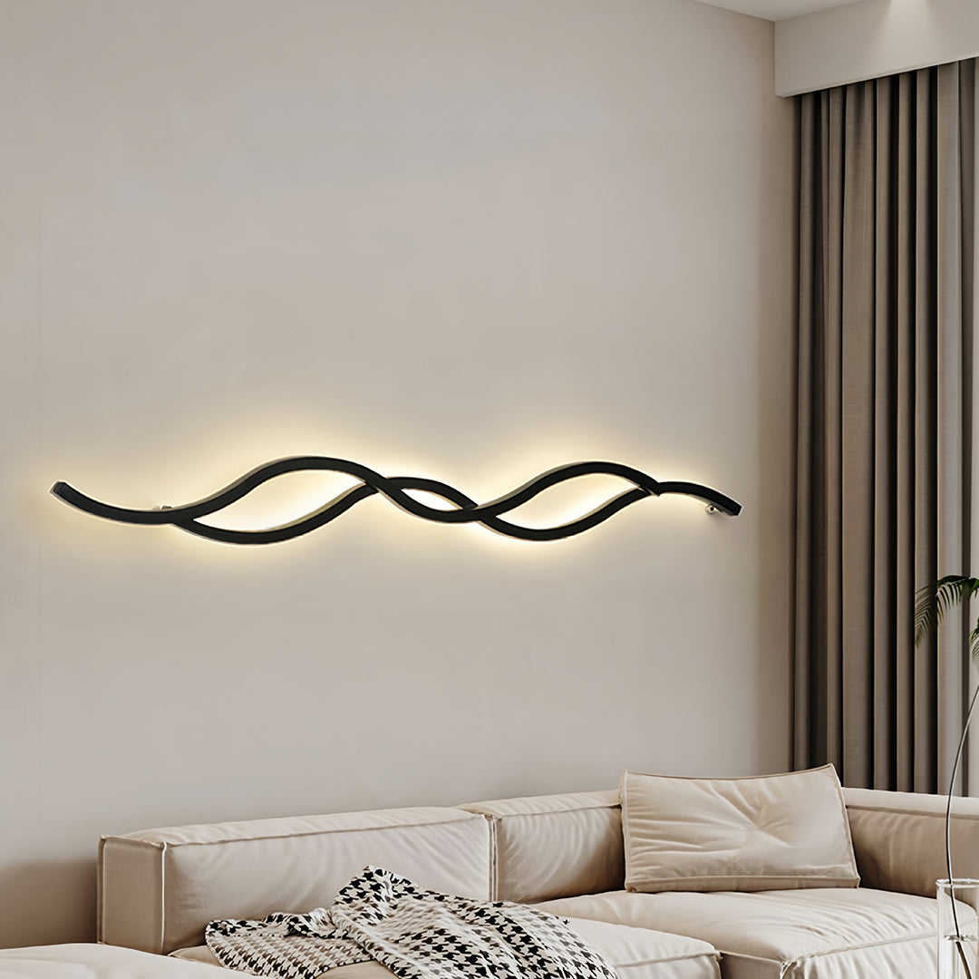 Wavy Linear Wall Sconce — Aluminum & Silicone, 19W LED, USB Rechargeable, 5000mAh Battery, 3-Step Dimming, 39.37"