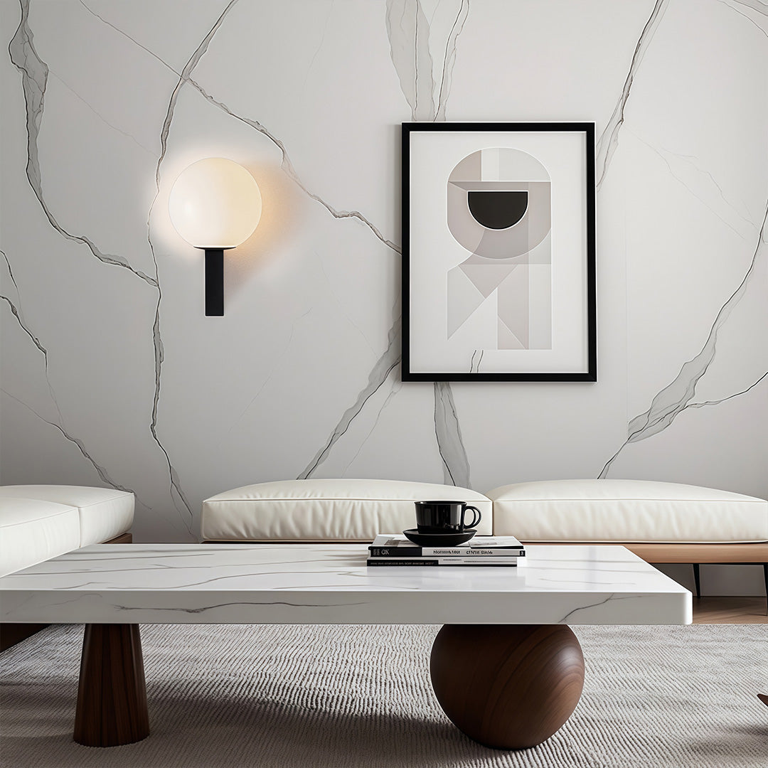 Minimalist Globe Wall Sconce — Clear Glass, Iron, G9 5W, 3-Step Dimming, Black or White