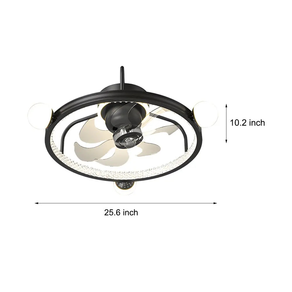 Modern Bladeless Ceiling Fan Light with Round Acrylic Ball Decor and 3-Step Dimming Luxe