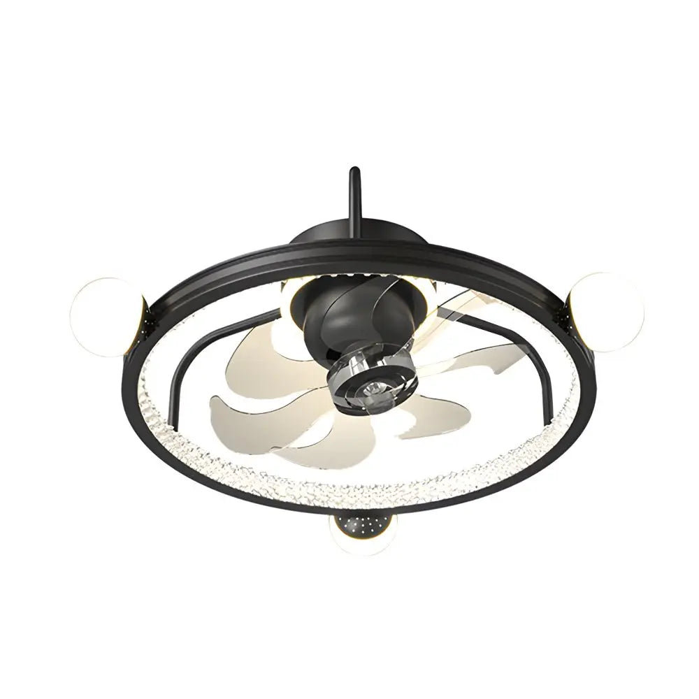 Modern Bladeless Ceiling Fan Light with Round Acrylic Ball Decor and 3-Step Dimming Luxe