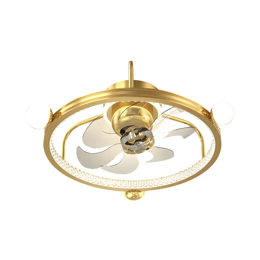 Modern Bladeless Ceiling Fan Light with Round Acrylic Ball Decor and 3-Step Dimming Luxe