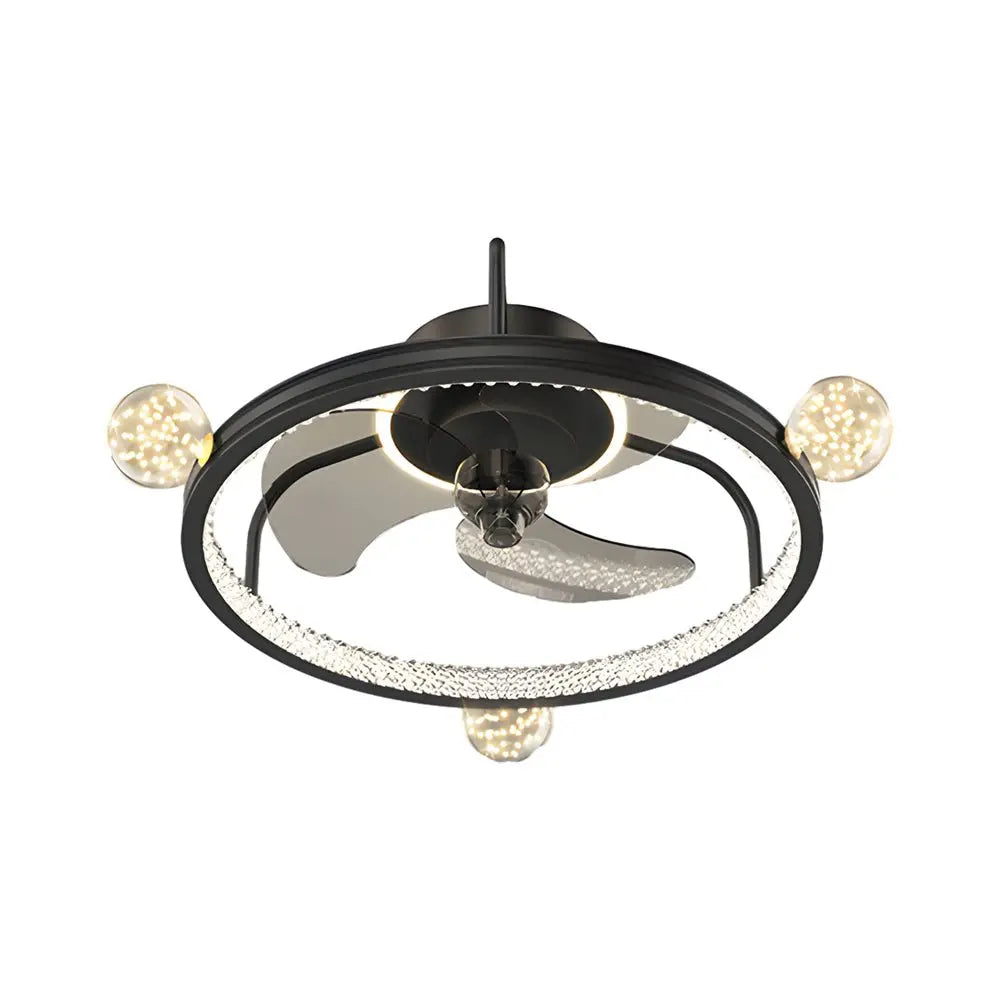 Modern Bladeless Ceiling Fan Light with Round Acrylic Ball Decor and 3-Step Dimming Luxe