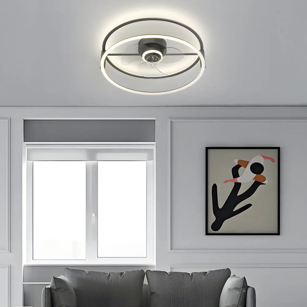 Modern Bladeless Ceiling Fan Lights with Minimalist Design and Three-Step Dimming LED Mute Function Luxe