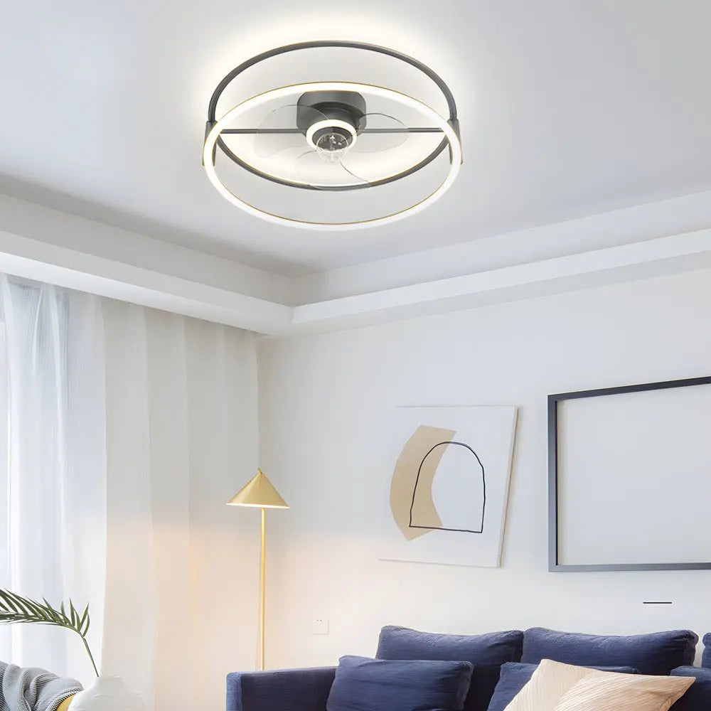 Modern Bladeless Ceiling Fan Lights with Minimalist Design and Three-Step Dimming LED Mute Function Luxe
