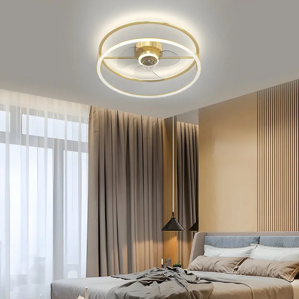 Modern Bladeless Ceiling Fan Lights with Minimalist Design and Three-Step Dimming LED Mute Function Luxe