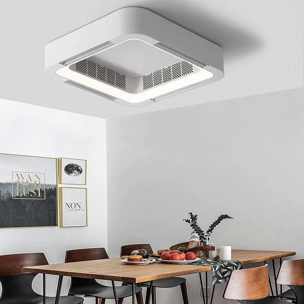 Modern Bladeless Ceiling Fan with Chandelier LED Lights and Inverter Luxe