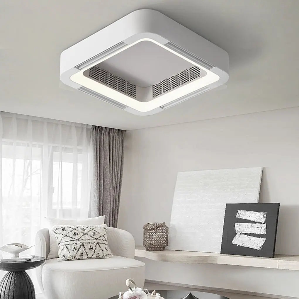 Modern Bladeless Ceiling Fan with Chandelier LED Lights and Inverter Luxe