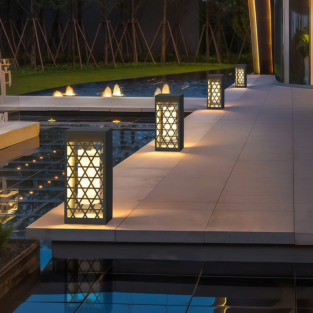 Modern Outdoor Bollard Light — Stainless Steel, Solar / Hardwired, IP65, LED, 3 Sizes