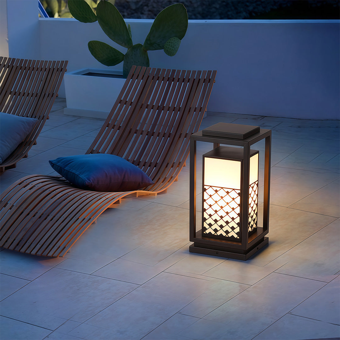 Waterproof Landscape Bollard Light — Black Zinc & Acrylic, LED, Solar or Hardwired, IP65, 3 Heights