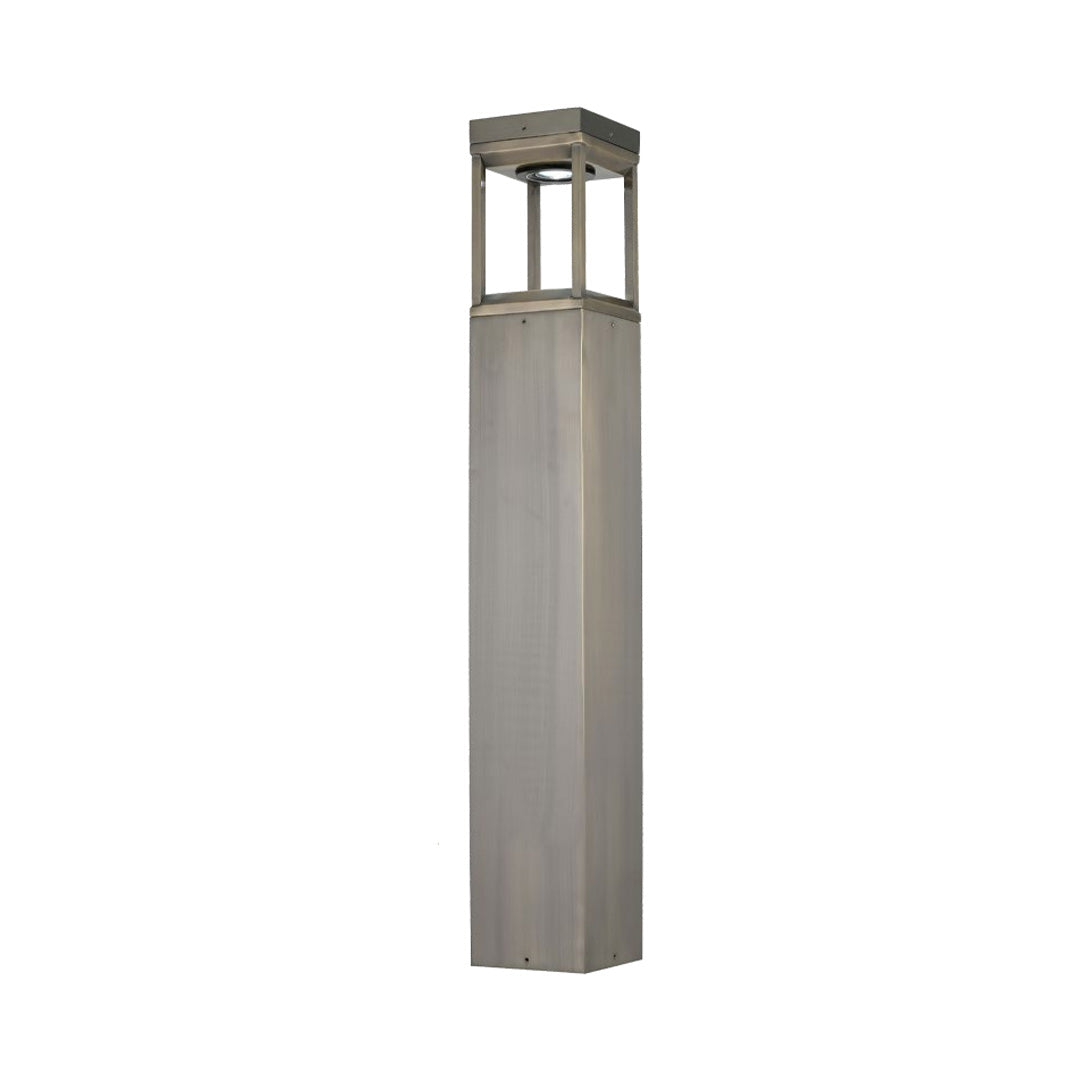 Square Column Outdoor Bollard Light — Gold-Plated Copper, 5W LED Warm White, IP55, 30.7"