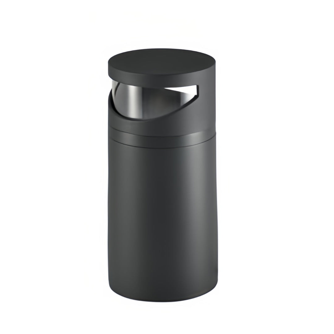 Cylindrical Outdoor Bollard Pathway Light — Black Metal, Clear Glass, LED, 10W / 20W Dual-Head, IP65, 3000K Warm White