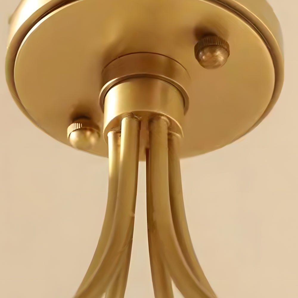 Contemporary Carved Glass Semi-Flush Mount — Brass, 3-Step Dimming, 3000K/4500K/6000K, 6- or 8-Light
