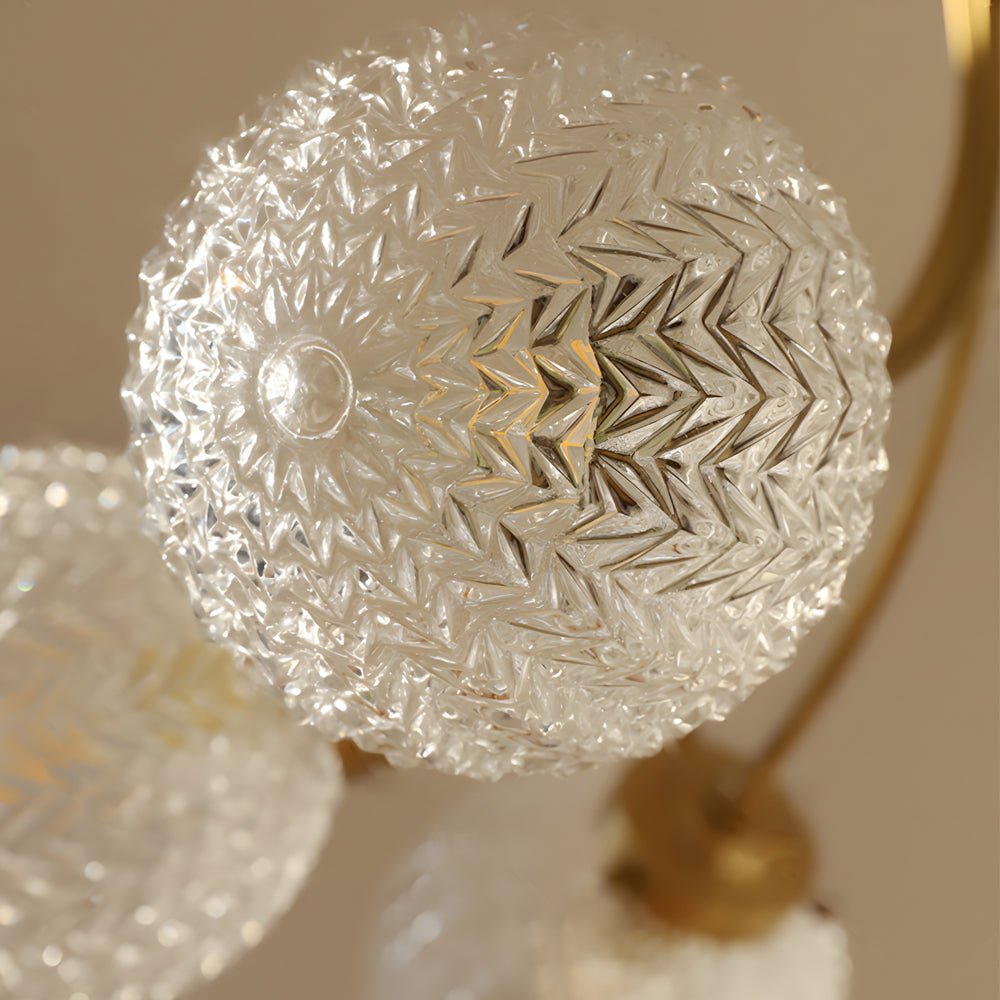 Contemporary Carved Glass Semi-Flush Mount — Brass, 3-Step Dimming, 3000K/4500K/6000K, 6- or 8-Light