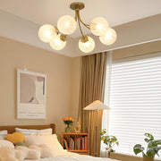 Contemporary Carved Glass Semi-Flush Mount — Brass, 3-Step Dimming, 3000K/4500K/6000K, 6- or 8-Light