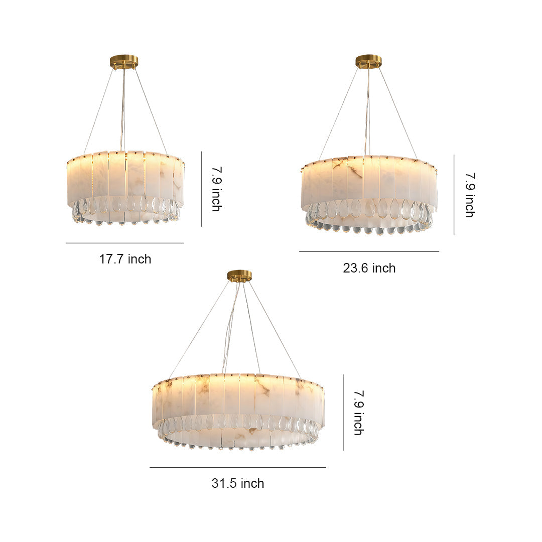Cloud Stone Modern Chandelier — Solid Brass, G9 Warm Light, 59.1" Adjustable Chain, 17.7"–31.5" Sizes