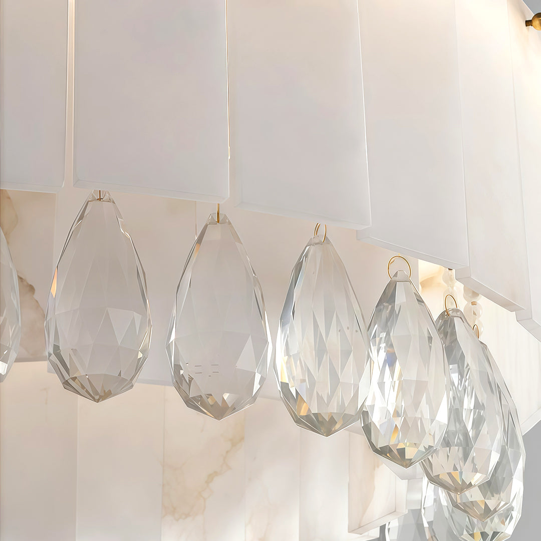Cloud Stone Modern Chandelier — Solid Brass, G9 Warm Light, 59.1" Adjustable Chain, 17.7"–31.5" Sizes