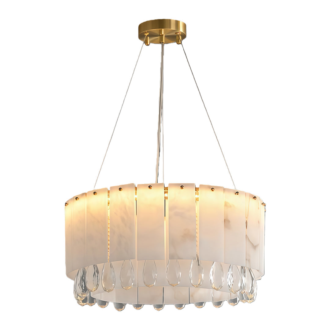 Cloud Stone Modern Chandelier — Solid Brass, G9 Warm Light, 59.1" Adjustable Chain, 17.7"–31.5" Sizes