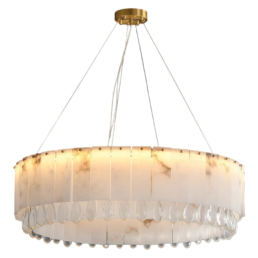 Cloud Stone Modern Chandelier — Solid Brass, G9 Warm Light, 59.1" Adjustable Chain, 17.7"–31.5" Sizes