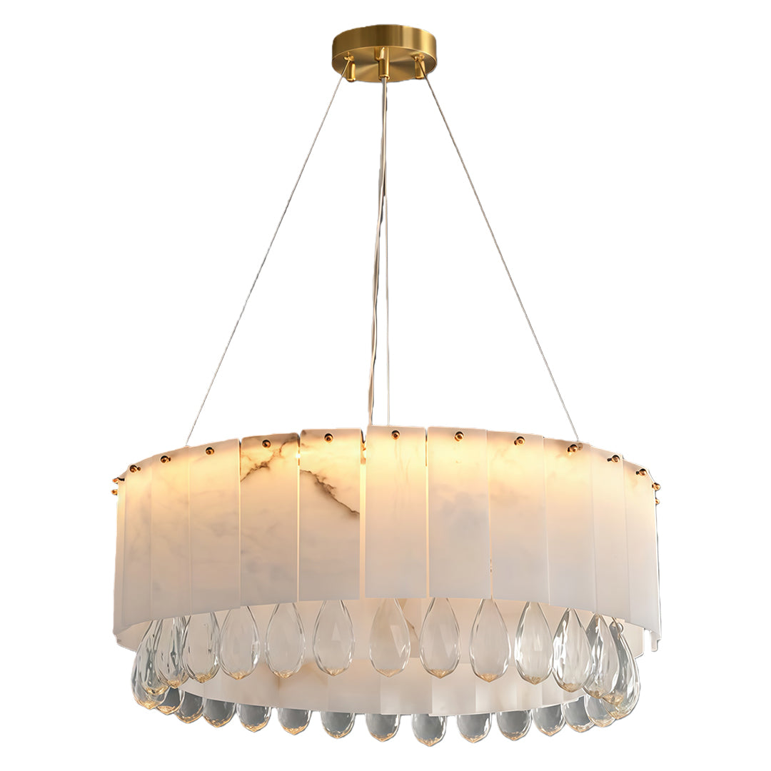 Cloud Stone Modern Chandelier — Solid Brass, G9 Warm Light, 59.1" Adjustable Chain, 17.7"–31.5" Sizes